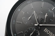 Hugo Boss Velocity Chronograph Black Dial Black Rubber Strap Watch for Men - 1513720