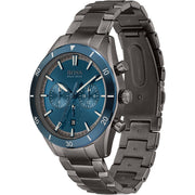 Hugo Boss Santiago Chronograph Blue Dial Grey Steel Strap Watch for Men - 1513863