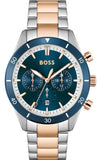 Hugo Boss Santiago Chronograph Blue Dial Two Tone Steel Strap Watch for Men - 1513937