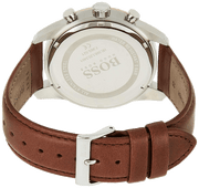 Hugo Boss Skymaster Chronograph White Dial Brown Leather Strap Watch for Men - 1513786
