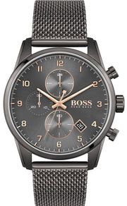 Hugo Boss Skymaster Chronograph Grey Dial Grey Mesh Bracelet Watch for Men - 1513837