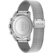 Hugo Boss Skymaster Chronograph Green Dial Silver Mesh Bracelet Watch for Men - 1513938