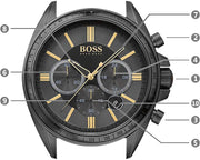 Hugo Boss Driver Chronograph Black Dial Black Steel Strap Watch for Men - 1513277