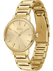 Hugo Boss Signature Gold Dial Gold Steel Strap Watch for Women - 1502541