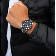 Hugo Boss Distinct Chronograph Black Dial Silver Steel Strap Watch for Men - 1513857
