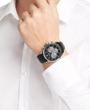 Hugo Boss Driver Chronograph Black Dial Black Leather Strap Watch for Men - 1512879