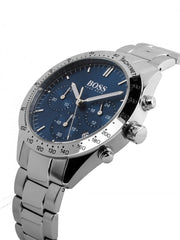 Hugo Boss Talent Chronograph Blue Dial Silver Steel Strap Watch for Men - 1513582