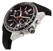 Hugo Boss Driver Chronograph Black Dial Black Leather Strap Watch for Men -1513087
