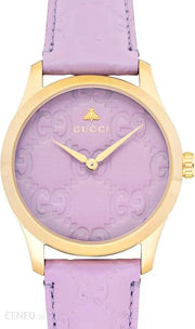 Gucci G Timeless Quartz Lilac Dial Lilac Leather Strap Watch For Women - YA1264098