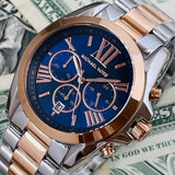 Michael Kors Bradshaw Blue Dial Two Tone Steel Strap Watch for Women - MK5606