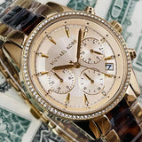 Michael Kors Ritz Chronograph Gold Dial Two Tone Steel Strap Watch for Women - MK6322