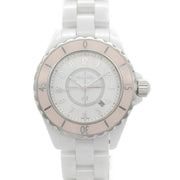 Chanel J12 Quartz Diamonds Pink Dial White Steel Strap Watch for Women - J12 H5513
