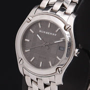 Burberry Herringbone Grey Dial Silver Steel Strap Watch for Women - BU1851