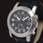 Marc Jacobs Larry Chronograph Black Dial Black Leather Strap Watch for Men - MBM5033