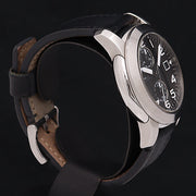 Marc Jacobs Larry Chronograph Black Dial Black Leather Strap Watch for Men - MBM5033