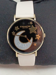 Coach Perry Black Dial White Leather Strap Watch for Women - 14503041
