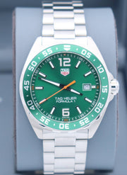 Tag Heuer Formula 1 Quartz Green Dial Silver Steel Strap Watch for Men - WAZ1017.BA0842
