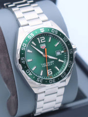 Tag Heuer Formula 1 Limited Edition Green Dial Silver Steel Strap Watch for Men - WAZ1017.BA0842