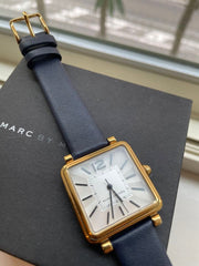 Marc Jacobs Vic Silver Dial Black Leather Strap Watch for Women - MJ1437