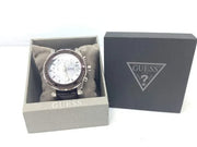 Guess Pinnacle Chronograph Quartz Blue Dial Brown Leather Strap Watch For Men - W0673G1