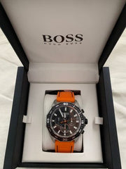 Hugo Boss Energy Chronograph Black Dial Orange Rubber Strap Watch For Men - 1513970