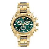 Versace V-Ray Chronograph Green Dial Gold Steel Strap Watch For Men - VE2I00621