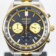 Seiko Sport Chronograph Black Dial Two Tone Steel Strap Watch for Men - SSB430P1