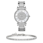 Michael Kors Catlin Silver Dial Silver Steel Strap Watch for Women - MK3355