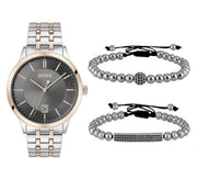 Hugo Boss Classic Grey Dial Two Tone Steel Strap Watch for Men - 1513688