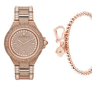 Michael Kors Camille Crystal Rose Gold Dial Rose Gold Steel Strap Watch for Women - MK5862
