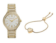 Michael Kors Kerry Crystals Gold Dial Gold Steel Strap Watch For Women - MK3360