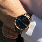 Hugo Boss Classic Jackson Blue Dial Brown Leather Strap Watch for Men - 1513458