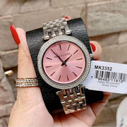 Michael Kors Darci Crystal Pink Dial Silver Stainless Steel Strap Watch for Women - MK3352