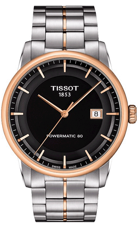 Tissot Luxury Powermatic 80 Black Dial Silver Steel Strap Watch For Men - T086.407.22.051.00