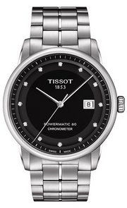 Tissot T Classic Luxury Powermatic 80 Black Dial Silver Steel Strap Watch For Men - T086.408.11.056.00