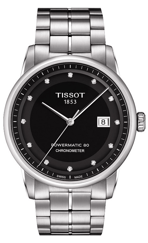 Tissot T Classic Luxury Powermatic 80 Black Dial Silver Steel Strap Watch For Men - T086.408.11.056.00