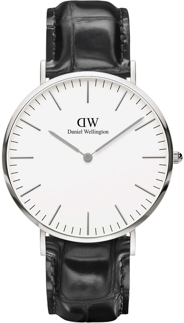 Daniel Wellington Classic York White Dial Black Leather Strap Watch For Men - DW00100025