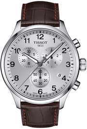 Tissot T Sport Chrono XL Classic Silver Dial Brown Leather Strap Watch For Men - T116.617.16.037.00