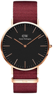 Daniel Wellington Classic Roselyn Black Dial Maroon Nylon Strap Watch For Women - DW00100269