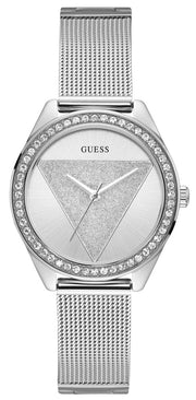 Guess Tri Glitz Quartz Silver Dial Silver Mesh Bracelet Watch For Women - W1142L1