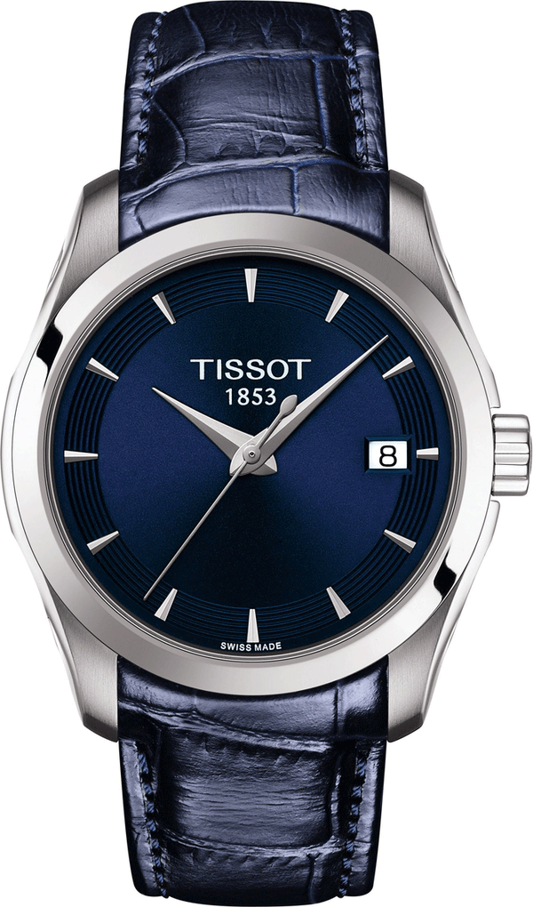 Tissot Couturier Lady Blue Dial Blue Leather Strap Watch for Women - T035.210.16.041.00
