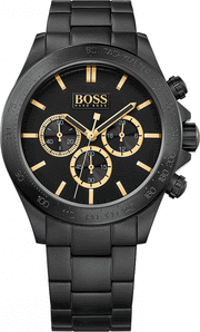 Hugo Boss Ikon Chronograph Black Dial Black Steel Strap Watch for Men - 1513278