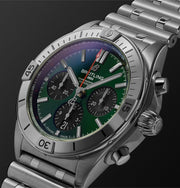 Breitling Chronomat B01 42mm Green Dial Silver Steel Strap Watch for Men - AB01343A1L1A1