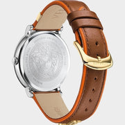 Versace V-Circle Silver Dial Brown Leather Strap Watch for Women - VBP03017