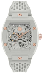 Philipp Plein The Skeleton White Dial White Silicone Strap Watch for Men - PWVBA0123