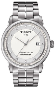 Tissot T Classic Luxury Powermatic 80 White Dial Silver Steel Strap Watch For Men - T086.408.11.016.00
