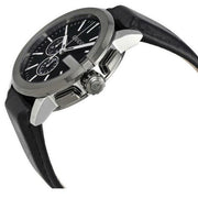 Gucci G Chrono Black Dial Black Leather Strap Watch For Men - YA101205