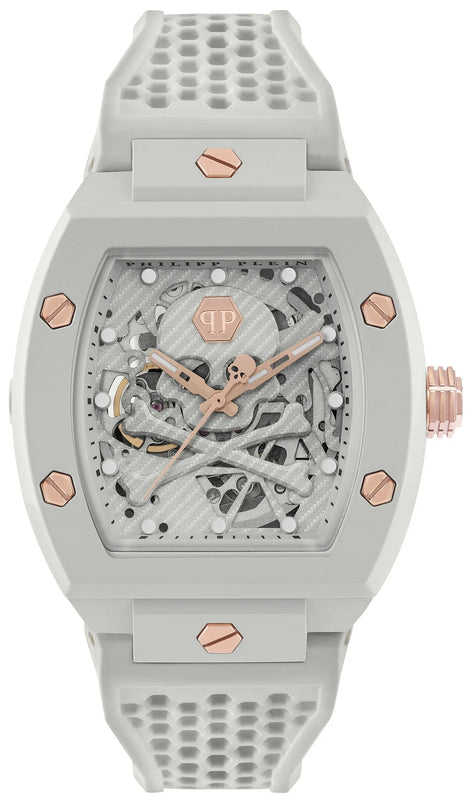 Philipp Plein The Skeleton White Dial White Silicone Strap Watch for Men - PWVBA0123