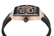 Philipp Plein Hexagon Phantom Black Dial Black Silicone Strap Watch For Men- PWPUA0124