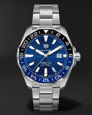 Tag Heuer Aquaracer GMT Calibre 6 Automatic Blue Dial Silver Steel Strap Watch for Men - WAY201T.BA0927